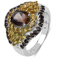 2.56 Carat Genuine Smoky Quartz & Citrine .925 Sterling Silver Ring by Bids.com