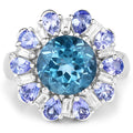 6.19 Carat Genuine London Blue Topaz, Tanzanite & White Topaz .925 Sterling Silver Ring by Bids.com