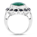 6.88 Carat Dyed Emerald & Blue Sapphire .925 Sterling Silver Ring by Bids.com