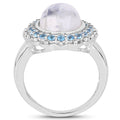7.21 Carat Genuine White Rainbow Moonstone & Swiss Blue Topaz .925 Sterling Silver Ring by Bids.com