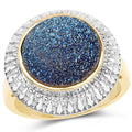 4.90 Carat Genuine Cobalt Blue Drusy .925 Sterling Silver Ring by Bids.com