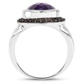 5.35 Carat Genuine Amethyst and Black Spinel .925 Sterling Silver Ring by Bids.com