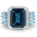 8.17 Carat Genuine London Blue Topaz and Swiss Blue Topaz .925 Sterling Silver Ring by Bids.com