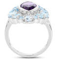 5.30 Carat Genuine Amethyst and Blue Topaz .925 Sterling Silver Ring by Bids.com