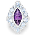 5.30 Carat Genuine Amethyst and Blue Topaz .925 Sterling Silver Ring by Bids.com
