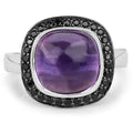 5.25 Carat Genuine Amethyst & Black Spinel .925 Sterling Silver Ring by Bids.com