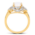 14K Yellow Gold Plated 1.40 Carat Genuine Opal and White Topaz .925 Sterling Silver Ring by Bids.com