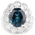 5.11 Carat Genuine London Blue Topaz and White Diamond .925 Sterling Silver Ring by Bids.com