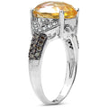 4.69 Carat Genuine Citrine, Champagne Diamond & White Diamond .925 Sterling Silver Ring by Bids.com