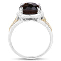 3.28 Carat Genuine Smoky Quartz, Yellow Diamond & White Diamond .925 Sterling Silver Ring by Bids.com