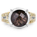 3.28 Carat Genuine Smoky Quartz, Yellow Diamond & White Diamond .925 Sterling Silver Ring by Bids.com