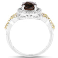 1.90 Carat Genuine Smoky Quartz, Yellow Diamond & White Diamond .925 Sterling Silver Ring by Bids.com