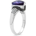 3.71 Carat Genuine Amethyst, Black Diamond & White Diamond .925 Sterling Silver Ring by Bids.com