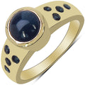14K Yellow Gold Plated 1.87 Carat Genuine Blue Sapphire & White Diamond .925 Sterling Silver Ring by Bids.com
