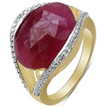 14K Yellow Gold Plated 9.29 Carat Genuine Pink Sapphire & White Diamond .925 Sterling Silver Ring by Bids.com