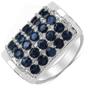 3.51 Carat Genuine Blue Sapphire & White Diamond .925 Sterling Silver Ring by Bids.com