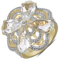14K Yellow Gold Plated 6.69 Carat Genuine Crystal Quartz & White Diamond .925 Sterling Silver Ring by Bids.com