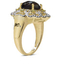14K Yellow Gold Plated 3.23 Carat Genuine Smoky Quartz, Citrine & White Diamond .925 Sterling Silver Ring by Bids.com