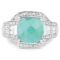4.09 Carat Genuine Emerald and White Topaz .925 Sterling Silver Ring by Bids.com
