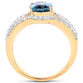 14K Yellow Gold Plated 2.30 Carat Genuine London Blue Topaz and White Topaz .925 Sterling Silver Ring by Bids.com