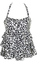 Island Escape Black White Cape May Tiered Bandeau Tankini Top,Size 8 by Vanessa Jane