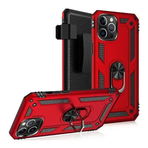 Raider Series Red Kickstand Case with Belt Clip - iPhone 12 and iPhone 12 Pro by Zerodamage Sahara Case LLC