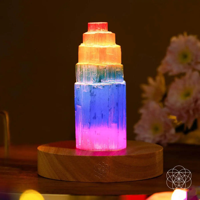 Rainbow’s Blessing - Selenite Tower of Peace & Protection by Conscious Items