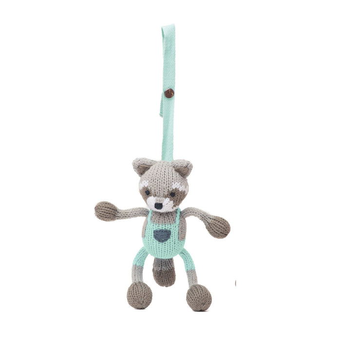 knit stroller toy | Ramsay the raccoon by Finn + Emma