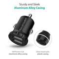 RavPower 24W 4.8A Mini Dual USB Car Adapter 2-Port Car Charger (Refurbished) by DailySale