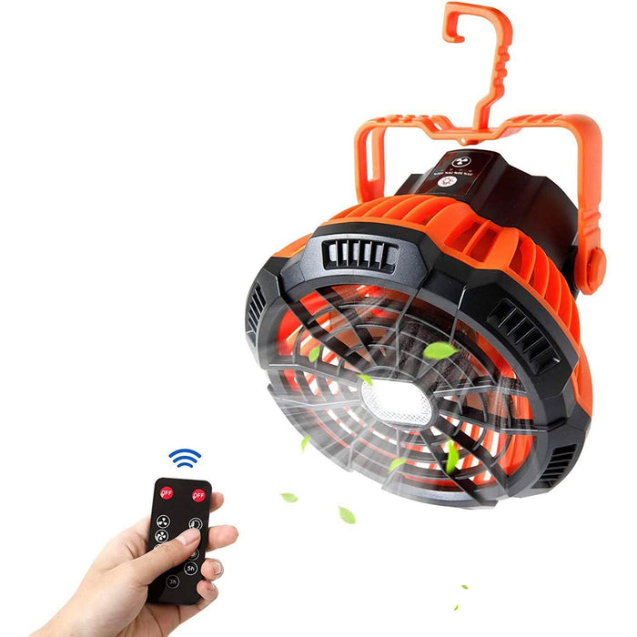 Rechargeable Camping Fan with LED Lantern with IR Remote by DailySale