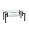 Rectangular Tempered Metal Tube Leg Living Room Glass Coffee Table