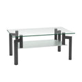 Rectangular Tempered Metal Tube Leg Living Room Glass Coffee Table by DailySale