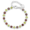 Red Garnet & Green Peridot Prong Sterling Silver Link Bracelet