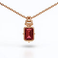 Red Natural Octagon Garnet Silver Pendant Necklace by Fine Color Jewels