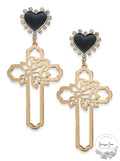 Thalia Sodi Gold-Tone Rose-Cross and Heart Stud Drop Earrings by Vanessa Jane