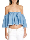 Mustard Seed Chambray Off-the-shoulder Top, Size Small by Vanessa Jane