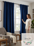 Skyline Velvet 50X 84 Inches Rod Pocket/Back Tab Window Curtain Panel in Navy by Vanessa Jane