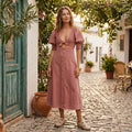 Free People String of Hearts Front Cutout Smocked Dress, Size Large by Vanessa Jane