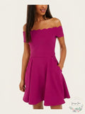 B Darlin Womens Purple Solid Short Sleeve Off Shoulder, Size 9/10 by Vanessa Jane