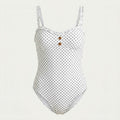 California Sunshine Juniors Pin Dot One Piece Swimsuit, Size Medium by Vanessa Jane