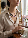I.n.c. Gold-Tone Multicolor Crystal Velvet-Woven Statement Necklace, 18 + 3 by Vanessa Jane