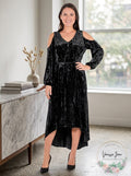 Ny Collection Velvet Cold-Shoulder Tie-Waist Dress, Size Small by Vanessa Jane