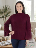 Ny Collection Womens Bell Sleeve Mock Neck Sweater, Size Small by Vanessa Jane