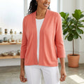 Jm Collection Open-Front Bell Sleeve Cardigan Coral, Size XS by Vanessa Jane