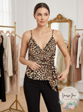 Aqua Sleeveless Leopard-Print Wrap Top, Size Small by Vanessa Jane