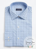 Club Room Mens Classic Fit Windowpane Dress Shirt, Blue 17 1/2 by Vanessa Jane