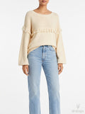 Joie Womens Beige Fringed Ribbed Pullover Sweater, Size XS by Vanessa Jane