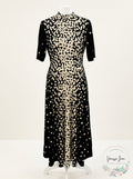 Alfani Dot-Print Tie-Neck Dress Black and White, Size Small by Vanessa Jane