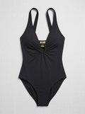 Bleu by Rod Womens Plunge Halter One-Piece Swimsuit by Vanessa Jane