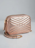 INC International Concepts I.N.C. Glam Metallic Quilted Camera Crossbody Pink by Vanessa Jane